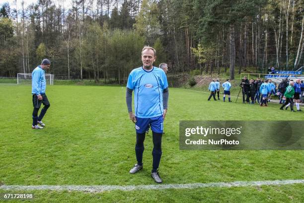 Donald Tusk, President of the European Council is seen on 22 April 2017 in Sopot, Poland Tusk plays soccer game organized by his friends, to...