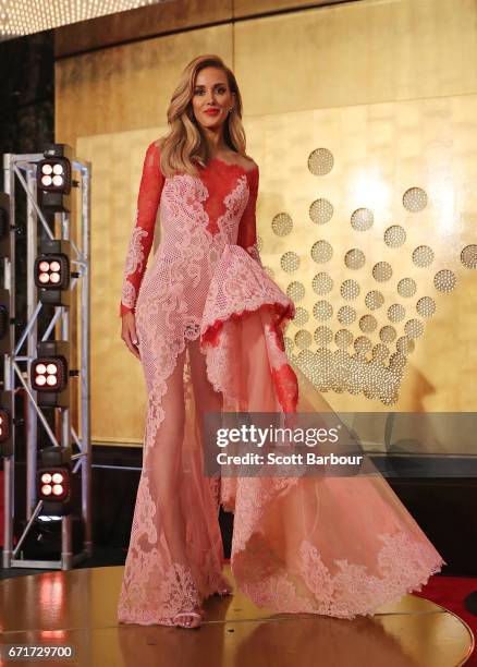 Rebecca Judd arrives at the 59th Annual Logie Awards at Crown Palladium on April 23, 2017 in Melbourne, Australia.