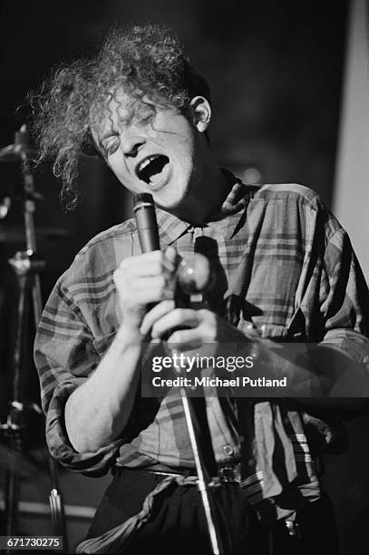 English singer Mick Hucknall on the set of a Simply Red video shoot in London, September 1985.