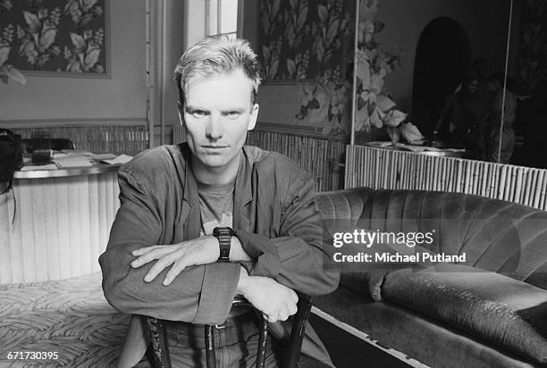 English singer-songwriter Sting, during at the start of his first solo tour, New York City, February 1985.