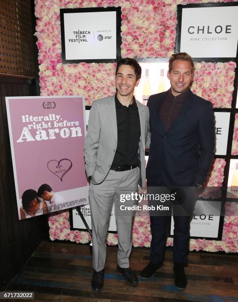 Justin Long and Ryan Hansen attend the 2017 Tribeca Film Festival afterparty for 'Literally, Right Before Aaron' sponsored by Chloe Wine Collection...