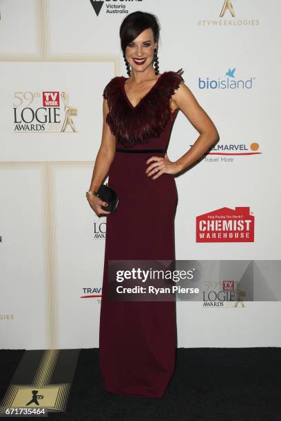 Natarsha Belling arrives at the 59th Annual Logie Awards at Crown Palladium on April 23, 2017 in Melbourne, Australia.