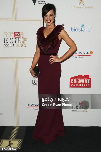 Natarsha Belling arrives at the 59th Annual Logie Awards at Crown Palladium on April 23, 2017 in Melbourne, Australia.