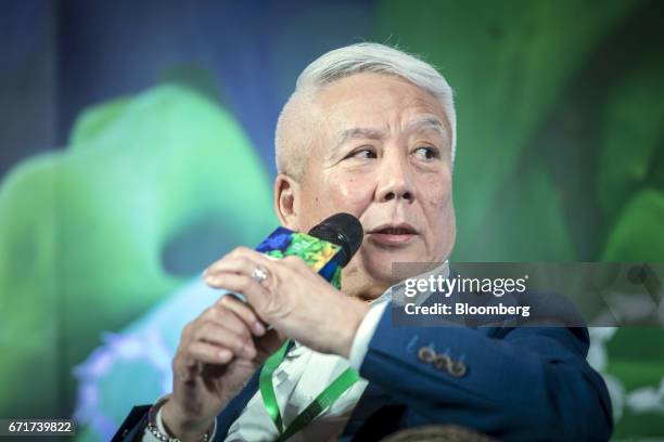 Peter Wang, chairman of Tentimes Group Co., speaks during a session at the China Green Companies Summit in Zhengzhou, China, on Sunday, April 23,...