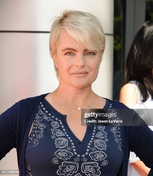 Actress Erika Eleniak attends the "Baywatch" SlowMo Marathon at Microsoft Square on April 22, 2017 in Los Angeles, California.