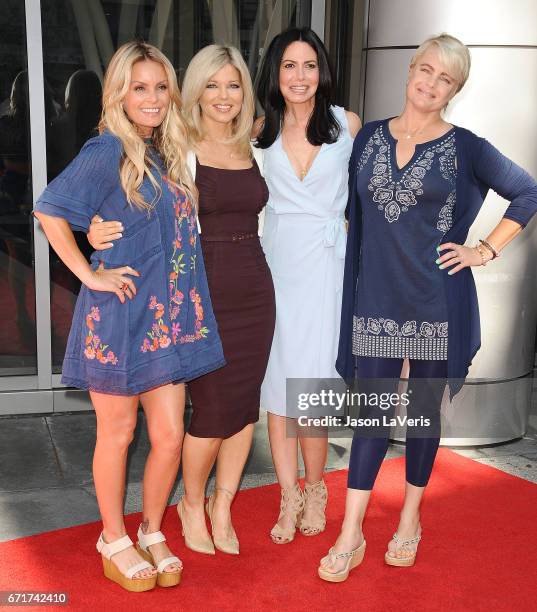 Actresses Kelly Packard, Donna D'Errico, Nancy Valen, and Erika Eleniak attend the "Baywatch" SlowMo Marathon at Microsoft Square on April 22, 2017...