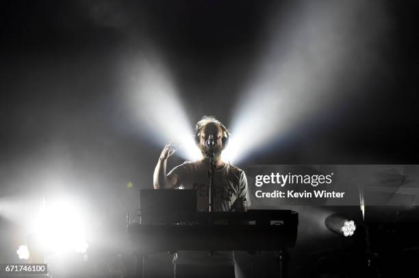 Musician Justin Vernon of Bon Iver performs during day 2 of the 2017 Coachella Valley Music & Arts Festival at the Empire Polo Club on April 22, 2017...