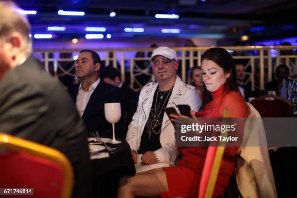 Member of the audience looks on during the grand final of Miss USSR UK at the Troxy on April 22, 2017 in London, England. The annual beauty pageant...