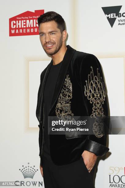 Andy Grammer arrives at the 59th Annual Logie Awards at Crown Palladium on April 23, 2017 in Melbourne, Australia.