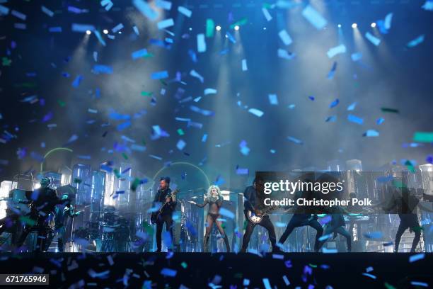 Lady Gaga performs on the Coachella Stage during day 2 of the 2017 Coachella Valley Music & Arts Festival at the Empire Polo Club on April 22, 2017...