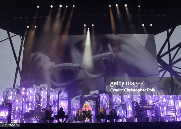 Lady Gaga performs on the Coachella Stage during day 2 of the 2017 Coachella Valley Music & Arts Festival at the Empire Polo Club on April 22, 2017...