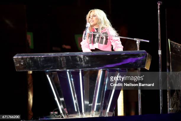 Lady Gaga performs on the Coachella Stage during day 2 of the 2017 Coachella Valley Music & Arts Festival at the Empire Polo Club on April 22, 2017...