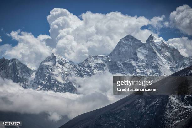 view of himalaya mountains peak,everest region, nepal - kangtega stock pictures, royalty-free photos & images