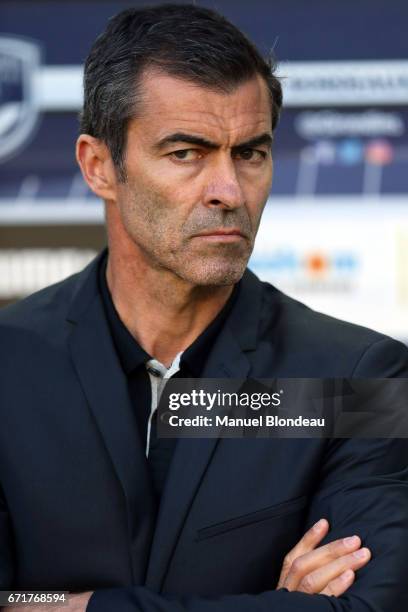 Head Coach Rui Almeida of Bastia during the Ligue 1 match between at Nouveau Stade de Bordeaux on April 22, 2017 in Bordeaux, France.