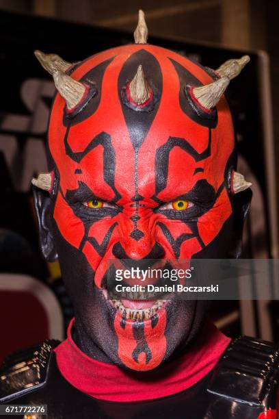 Cosplayer dressed as Darth Maul from "Star Wars" attends C2E2 Chicago Comic and Entertainment Expo McCormick Place on April 22, 2017 in Chicago,...