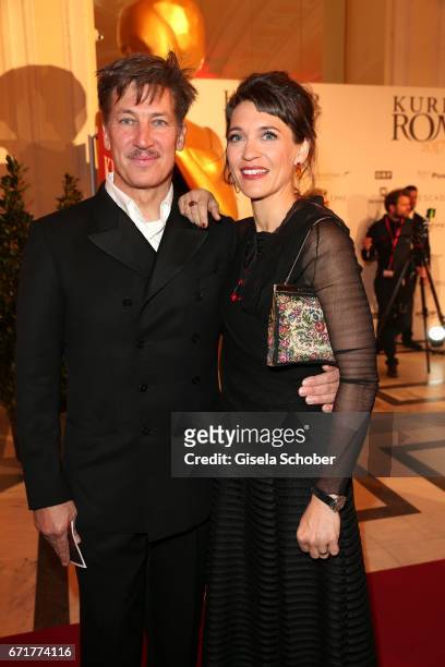 Tobias Moretti and his wife Julia Moretti during the ROMY award at Hofburg Vienna on April 22, 2017 in Vienna, Austria.