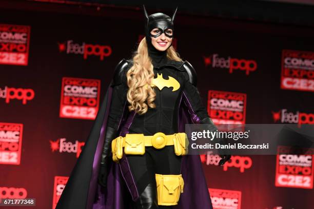 Cosplayer dressed as Batgirl attends the C2E2 Crown Champions of Cosplay at McCormick Place on April 22, 2017 in Chicago, Illinois.
