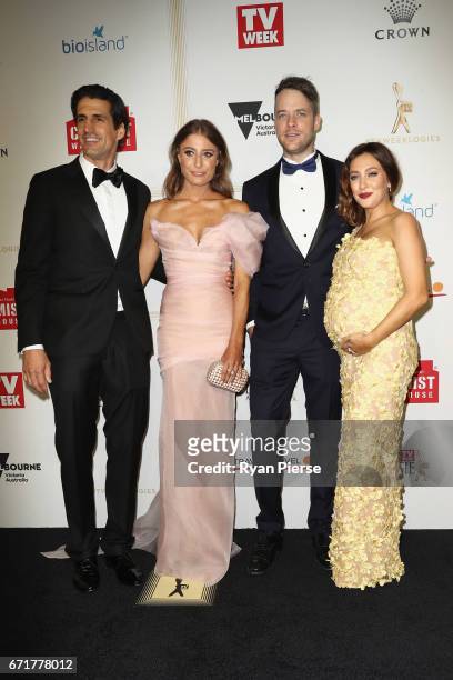 Andy Lee, Rebecca Harding, Hamish Blake and Zoe Foster Blake arrive at the 59th Annual Logie Awards at Crown Palladium on April 23, 2017 in...
