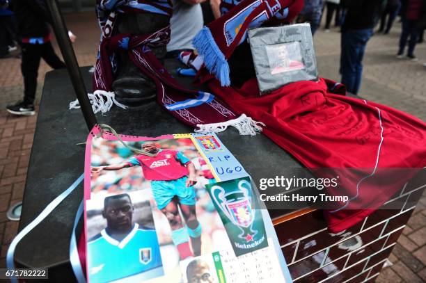General view of tributes to Former Aston Villa player Ugo Ehiogu during the Sky Bet Championship match between Aston Villa and Birmingham City at...
