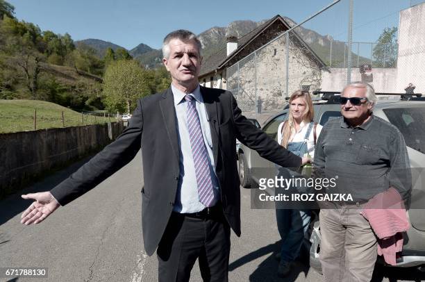 French lawmaker and independent candidate for French presidential election Jean Lassalle poses for photographs after casting his ballot in...