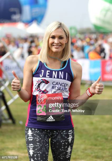 Jenni Falconer poses for a photo ahead of participating in The Virgin London Marathon on April 23, 2017 in London, England.