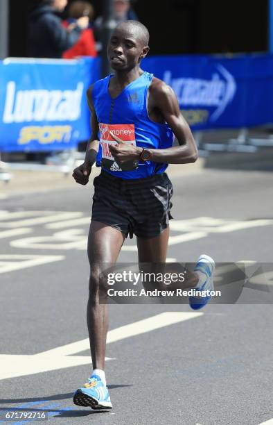 Daniel Wanjiru of Kenya competes during the Virgin Money London Marathon on April 23, 2017 in London, England.