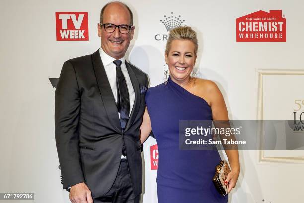 David Koch and Samantha Armytage arrives at the 59th Annual Logie Awards at Crown Palladium on April 23, 2017 in Melbourne, Australia.