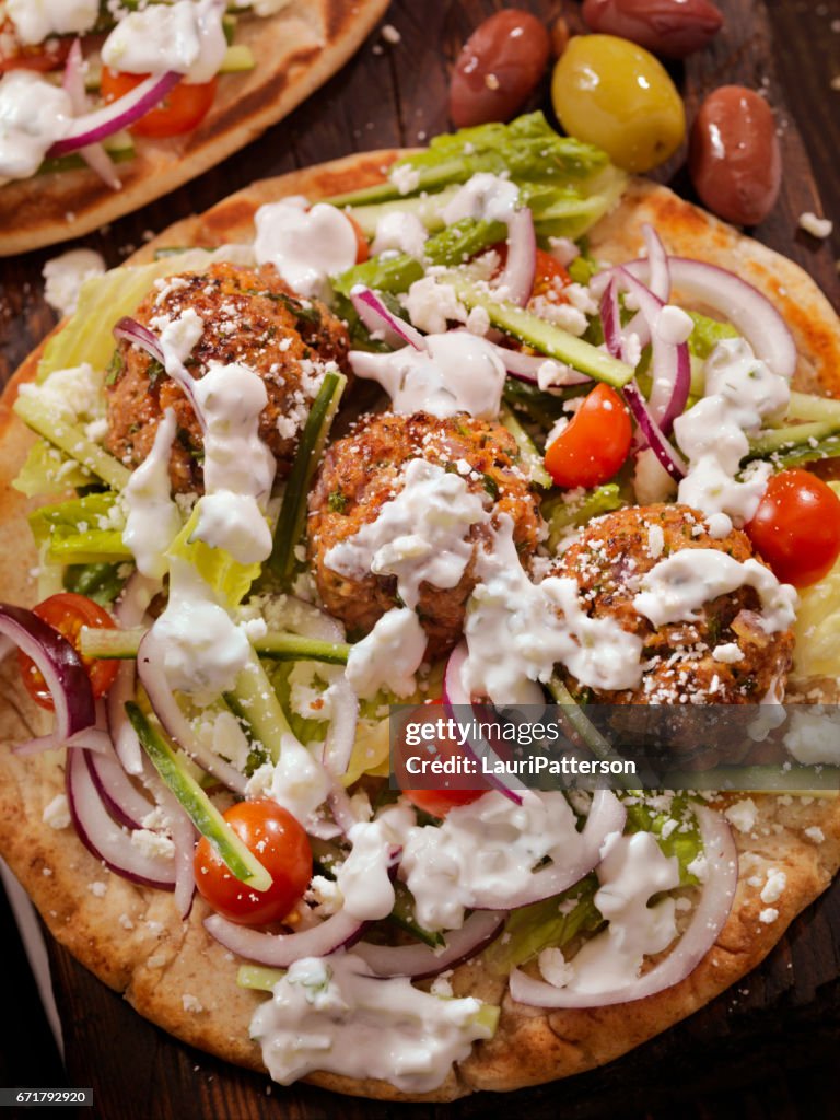 100% Lamb -Greek Meatball Souvlaki Wrap