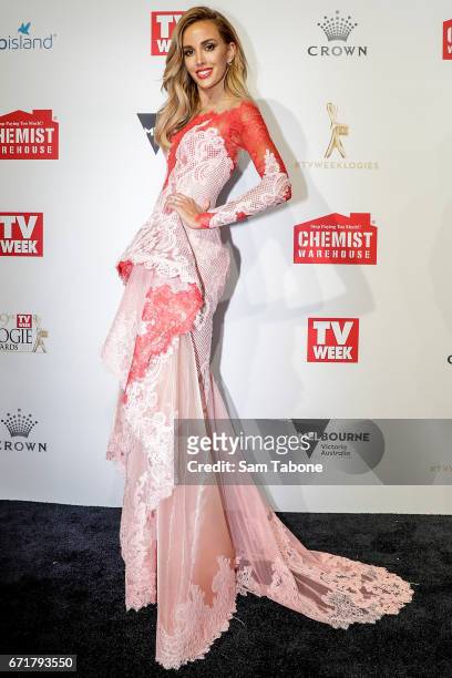 Rebecca Judd arrives at the 59th Annual Logie Awards at Crown Palladium on April 23, 2017 in Melbourne, Australia.