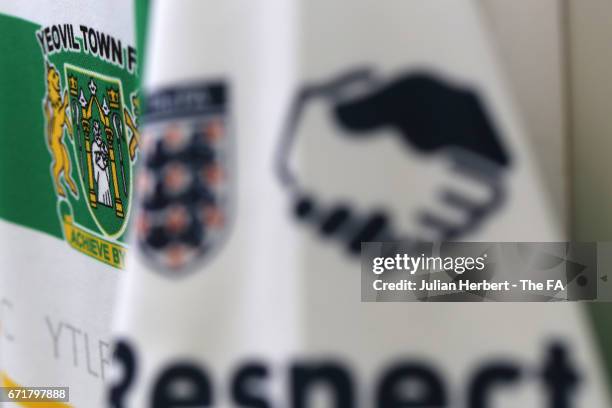 Yeovil Town Ladies kit hangs in the dressing room before the WSL Spring Series Match between Yeovil Town Ladies and Liverpool Ladies at Huish Park on...