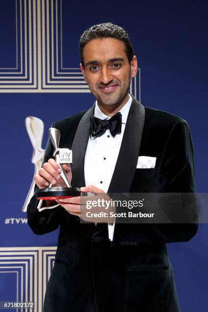 Waleed Aly poses with the Logie Award for Best Presenter during the 59th Annual Logie Awards at Crown Palladium on April 23, 2017 in Melbourne,...
