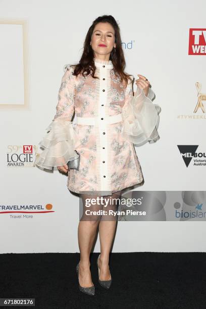 Yael Stone arrives at the 59th Annual Logie Awards at Crown Palladium on April 23, 2017 in Melbourne, Australia.