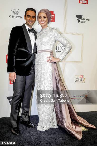 Waleed Aly and Susan Carland arrives at the 59th Annual Logie Awards at Crown Palladium on April 23, 2017 in Melbourne, Australia.