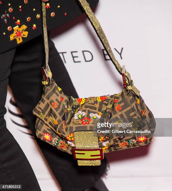 Model Iman, handbag detail, attends the 'House of Z' Premiere during 2017 Tribeca Film Festival at SVA Theatre on April 22, 2017 in New York City.