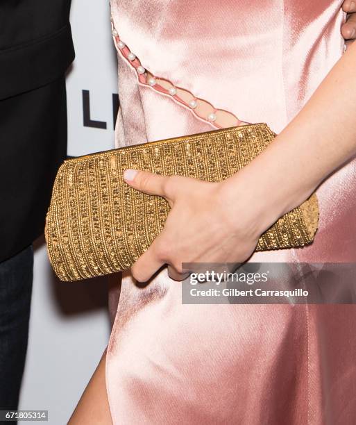 Sarah Herpich, handbag detail, attend the 'House of Z' Premiere during 2017 Tribeca Film Festival at SVA Theatre on April 22, 2017 in New York City.
