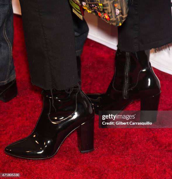 Model Iman, shoe detail, attends the 'House of Z' Premiere during 2017 Tribeca Film Festival at SVA Theatre on April 22, 2017 in New York City.