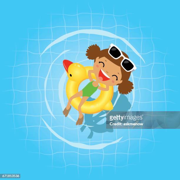 ilustrações, clipart, desenhos animados e ícones de nadar na piscina - escorregador