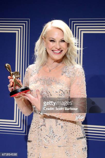 Kerri-Anne Kennerley poses with the Hall Of Fame Logie Award during the 59th Annual Logie Awards at Crown Palladium on April 23, 2017 in Melbourne,...