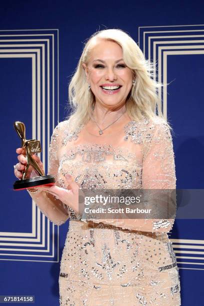 Kerri-Anne Kennerley poses with the Hall Of Fame Logie Award during the 59th Annual Logie Awards at Crown Palladium on April 23, 2017 in Melbourne,...