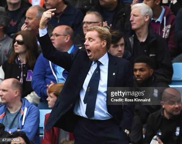 Harry Redknapp, manager of Birmingham City reacts during the Sky Bet Championship match between Aston Villa and Birmingham City at Villa Park on...