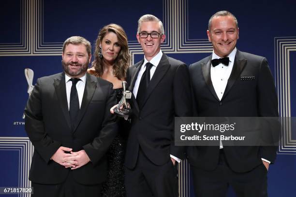 Paul Murray, Peta Credlin, David Speers and Kieran Gilbert pose with the Logie Award for Most Outstanding News Coverage 'Sky News Election Coverage,...