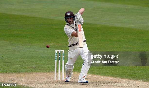 Surrey batsman Dominic Sibley in action on day three of the Specsavers County Championship: Division One between Warwickshire and Surrey at Edgbaston...