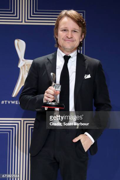 Damon Herriman poses with the Logie Award for Most Outstanding Supporting Actor 'Secret City' during the 59th Annual Logie Awards at Crown Palladium...
