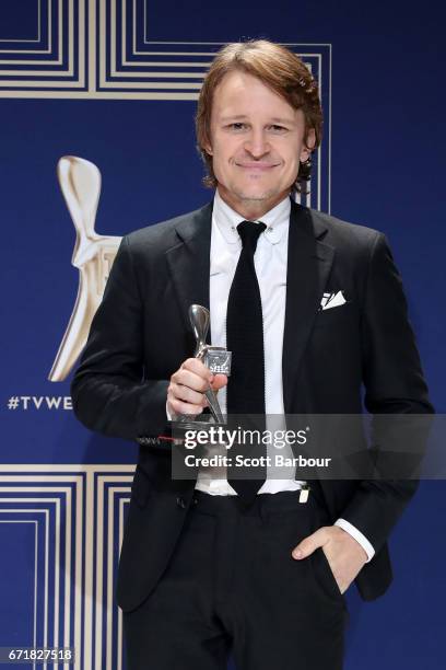 Damon Herriman poses with the Logie Award for Most Outstanding Supporting Actor 'Secret City' during the 59th Annual Logie Awards at Crown Palladium...