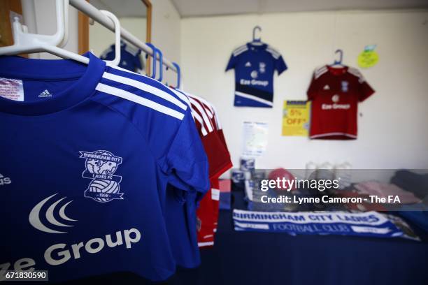 The club shop before the match between Birmingham City and Sunderland Ladies in The WSL Spring Series at The Automated Technology Group Stadium on...