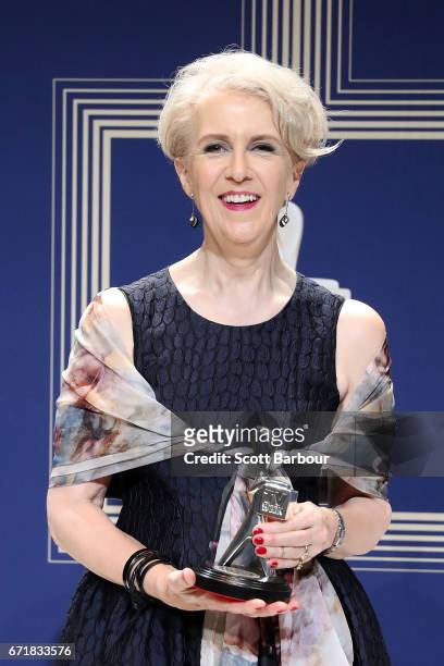 Debra Lawrance poses with the Logie Award for Most Outstanding Supporting Actress 'Please Like Me' during the 59th Annual Logie Awards at Crown...