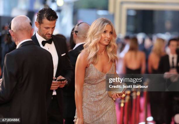 Tim Robards and Anna Heinrich arrive at the 59th Annual Logie Awards at Crown Palladium on April 23, 2017 in Melbourne, Australia.