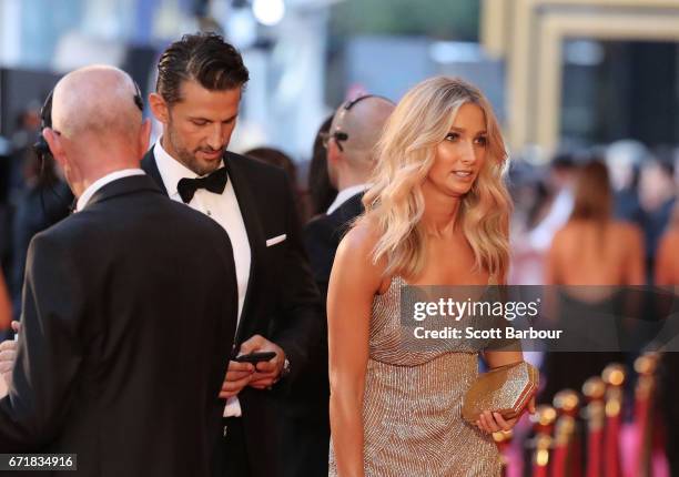 Tim Robards and Anna Heinrich arrive at the 59th Annual Logie Awards at Crown Palladium on April 23, 2017 in Melbourne, Australia.