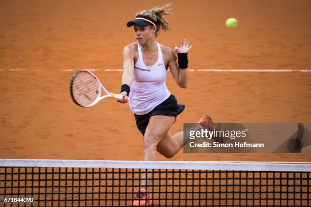 Laura Siegemund of Germany in action during the doubles match against Olga Savchuk and Nadiia Kichenok of Ukraine during the FedCup World Group...