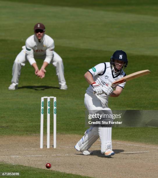 Warwickshire batsman Ian Westwood picks up some runs during day three of the Specsavers County Championship: Division One between Warwickshire and...